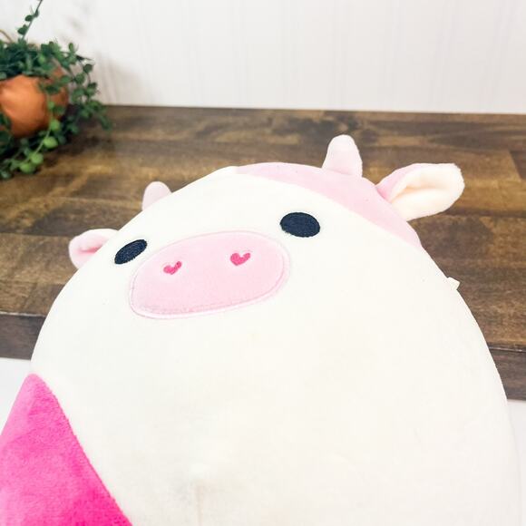 *RARE* Squishmallow 8” Caedyn The Pink Cow Heart Nostrils Valentine Kellytoy - Picture 8 of 10